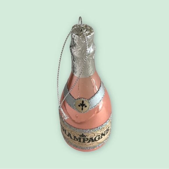 Champagne Bottle Ornament / Bauble | Pink Rose Color | Xmas, Valentines, Wedding - Picture 3 of 4